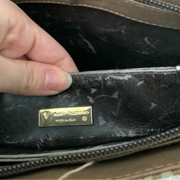 Vintage Y2K 90’S VALENTINO Cross Body Purse Leather Canvas Brown Made in Italy - Picture 4 of 16